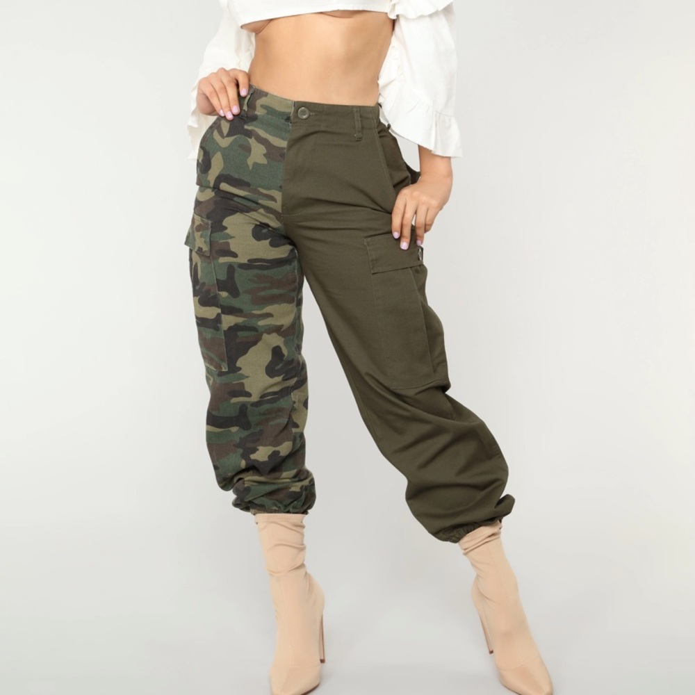 Split Camo Cargo Pants